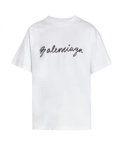 Balenciaga Script Logo T-Shirt White Black