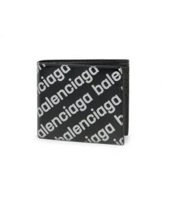 Balenciaga Leather Square Bifold Wallet For Men