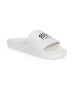 Balenciaga Cities Paris Pool Slide Sandals Black White