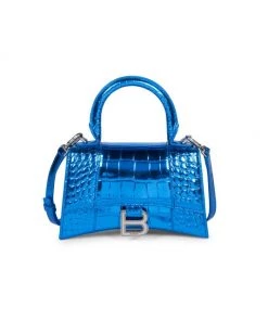 Balenciaga Hourglass Croc-Embossed XS Top Handle Bag