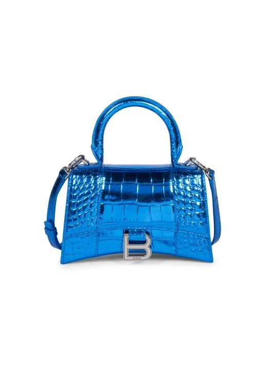 Balenciaga Hourglass Croc-Embossed XS Top Handle Bag