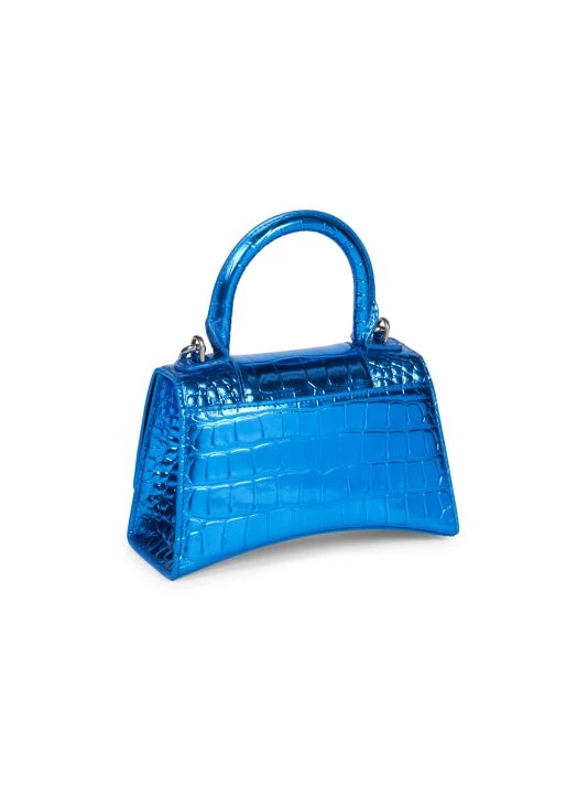 Balenciaga Hourglass Croc-Embossed XS Top Handle Bag - Image 4