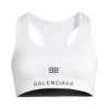 Balenciaga Logo-Embroidered Sports Bra White