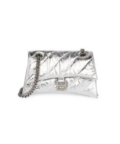 Balenciaga Crush Quilted Metallic Leather Chain Bag