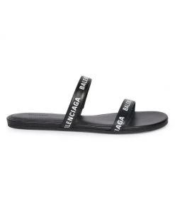Balenciaga Leather Logo Slides Sweet Pink