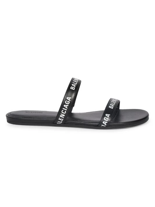 Balenciaga Leather Logo Slides Sweet Pink