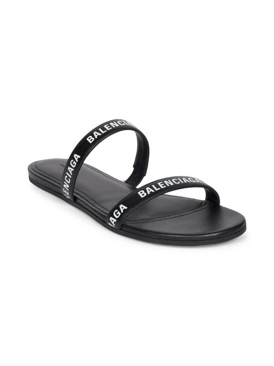 Balenciaga Leather Logo Slides Sweet Pink - Image 2