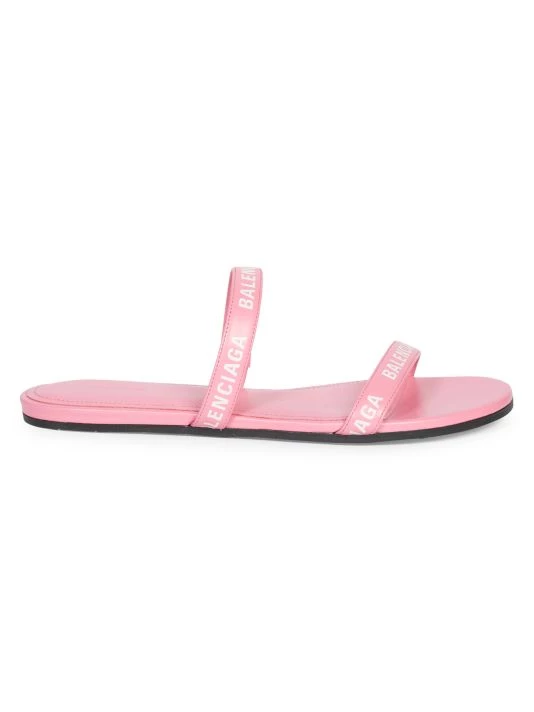 Balenciaga Leather Logo Slides Sweet Pink - Image 7
