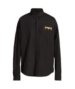 Balenciaga Large-Fit Logo Button-Front Shirt For Men