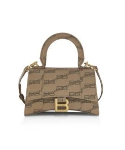 Balenciaga XS Hourglass BB Monogram Coated Canvas Top Handle Bag