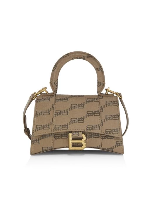 Balenciaga XS Hourglass BB Monogram Coated Canvas Top Handle Bag