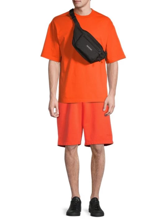 Balenciaga Wide-Leg Logo Sweat Shorts For Men Orange - Image 2