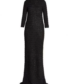 Balenciaga Tweed Buttoned Back-To-Front Gown