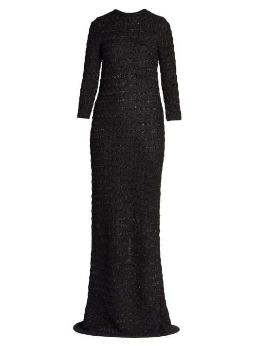 Balenciaga Tweed Buttoned Back-To-Front Gown