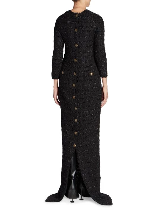 Balenciaga Tweed Buttoned Back-To-Front Gown - Image 5