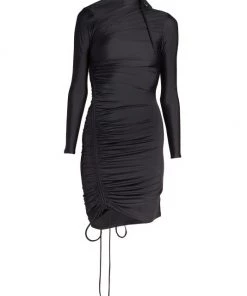 Balenciaga Ruched Drawstring Minidress Cyan