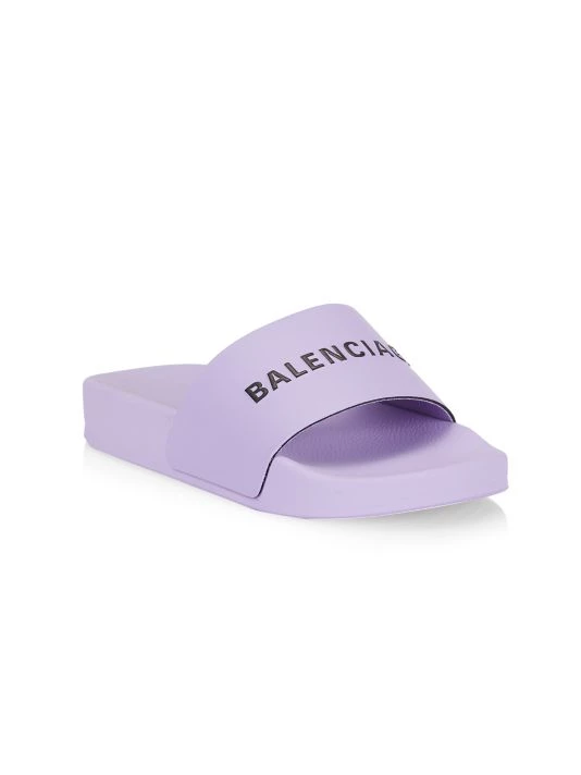 Balenciaga Little Kid's And Kid's Logo Pool Slides For Kids Black White - Image 3