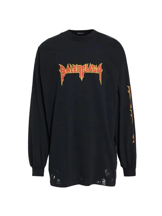 Balenciaga Oversized Metallic Long-Sleeved Crewneck Shirt For Men
