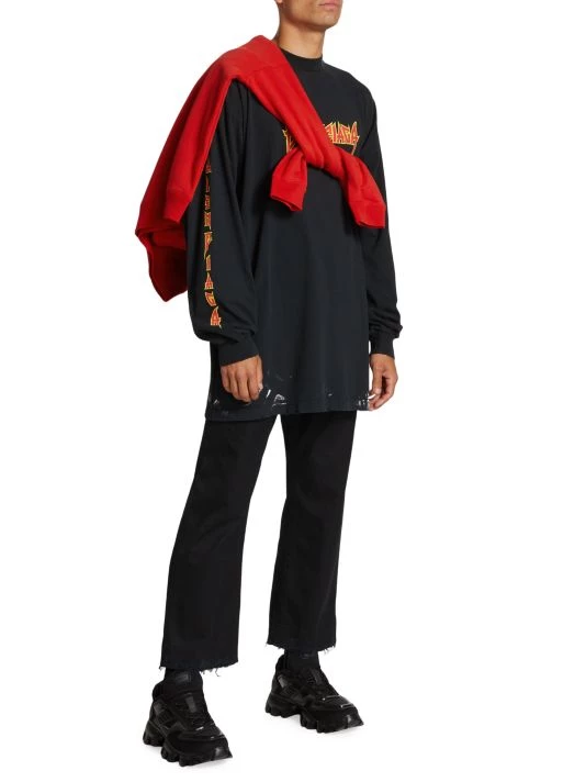 Balenciaga Oversized Metallic Long-Sleeved Crewneck Shirt For Men - Image 2