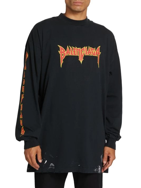 Balenciaga Oversized Metallic Long-Sleeved Crewneck Shirt For Men - Image 3
