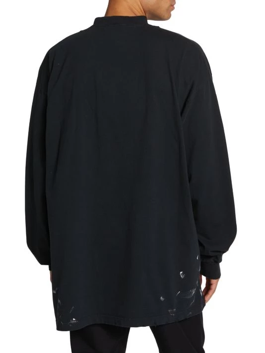 Balenciaga Oversized Metallic Long-Sleeved Crewneck Shirt For Men - Image 5