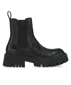 Balenciaga Leather Tractor Booties For Men