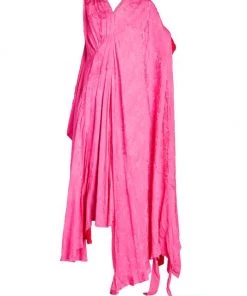 Balenciaga Asymmetric Jacquard Logo Maxi Dress