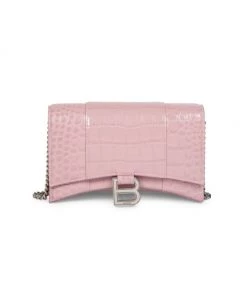 Balenciaga Hourglass Crocodile-Embossed Leather Shoulder Bag Light Green