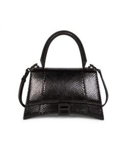 Balenciaga Small Hourglass Embossed Viper Top Handle Bag