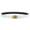 Balenciaga BB Shiny Croc-Embossed Slim Leather Belt Noir