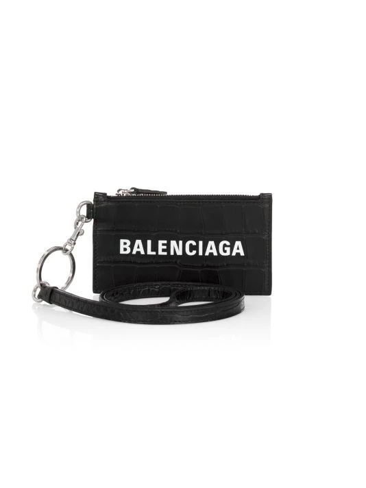 Balenciaga Cash Croc-Embossed Leather Wallet-On-Chain For Men