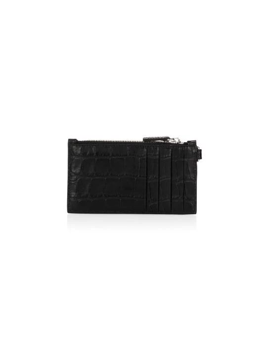 Balenciaga Cash Croc-Embossed Leather Wallet-On-Chain For Men - Image 3