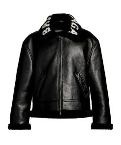 Balenciaga Cocoon Shearling Collar Leather Jacket For Men