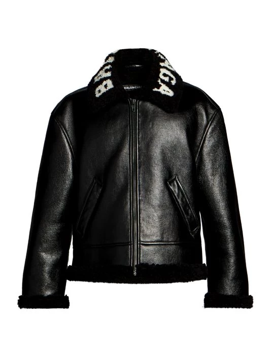 Balenciaga Cocoon Shearling Collar Leather Jacket For Men