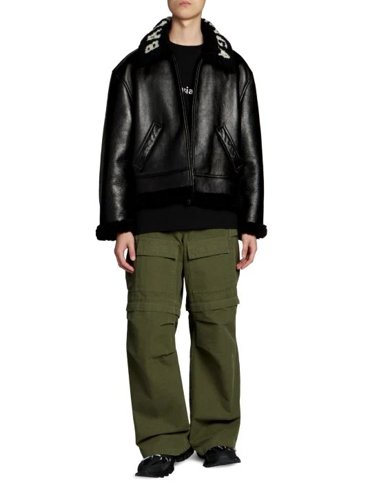 Balenciaga Cocoon Shearling Collar Leather Jacket For Men - Image 2