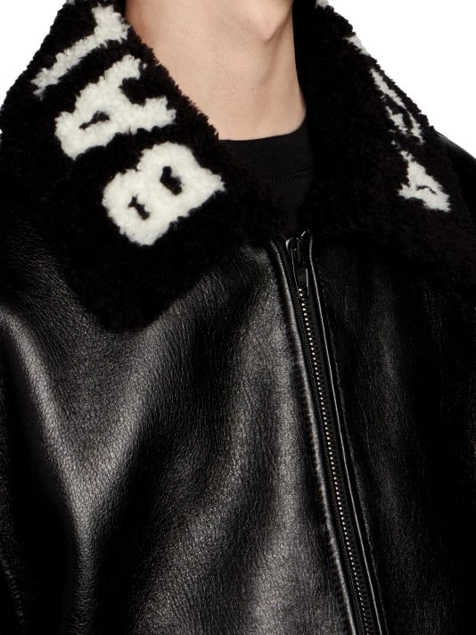 Balenciaga Cocoon Shearling Collar Leather Jacket For Men - Image 6