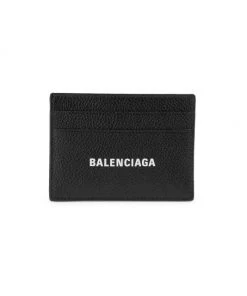 Balenciaga Cash Leather Card Case For Men Black White