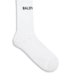 Balenciaga Logo Tennis Socks For Men Black White