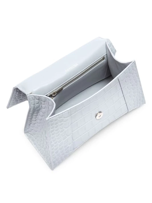 Balenciaga Small Hour Croc-Embossed Leather Top Handle Bag Dark Blue - Image 2