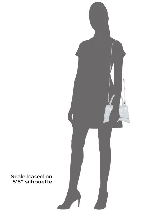 Balenciaga Small Hour Croc-Embossed Leather Top Handle Bag Dark Blue - Image 3