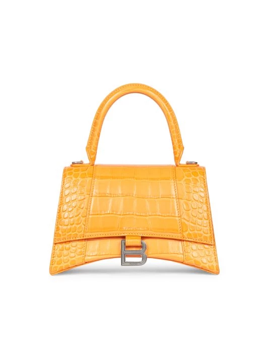 Balenciaga Small Hour Croc-Embossed Leather Top Handle Bag Dark Blue - Image 5