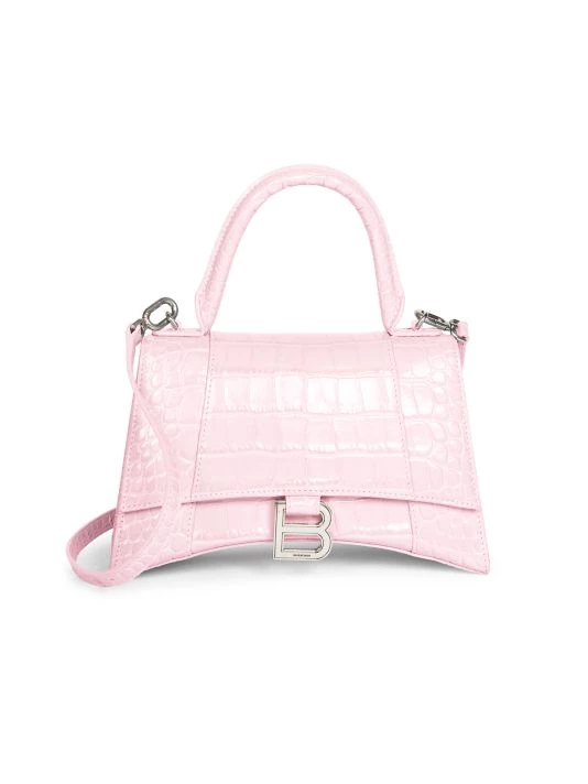 Balenciaga Small Hour Croc-Embossed Leather Top Handle Bag Dark Blue - Image 8