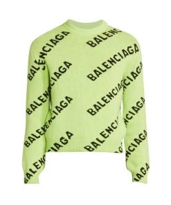 Balenciaga Logo Intarsia Wool-Blend Sweater For Men