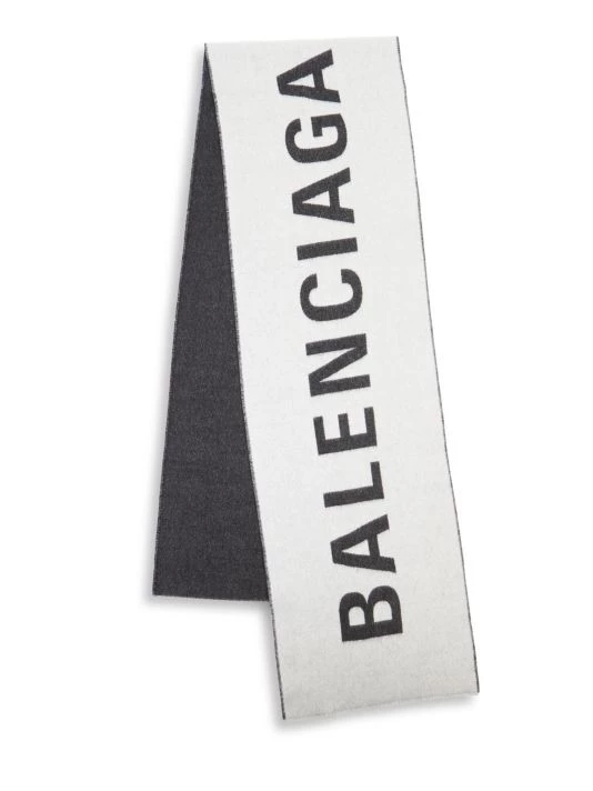 Balenciaga Macro Logo Jacquard Wool Scarf For Men