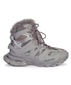 Balenciaga Track Hike Faux Fur-Lined Sneakers For Men Black