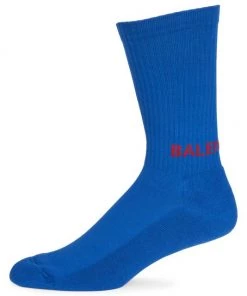 Balenciaga Logo Tennis Socks For Men Blue Red