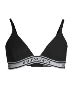 Balenciaga Logo Band Triangle Bralette White