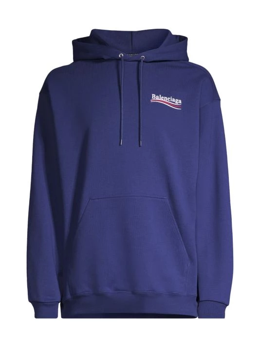 Balenciaga Campaign Logo Cotton Hoodie For Men Dark Grey White - Image 3