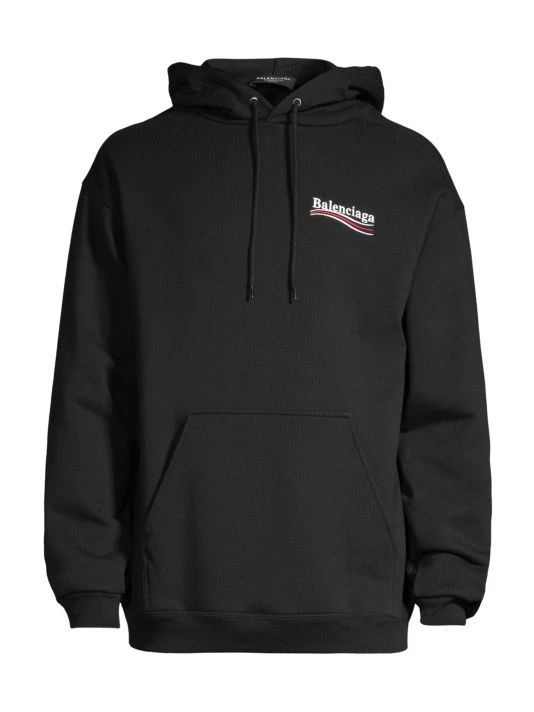 Balenciaga Campaign Logo Cotton Hoodie For Men Dark Grey White - Image 4