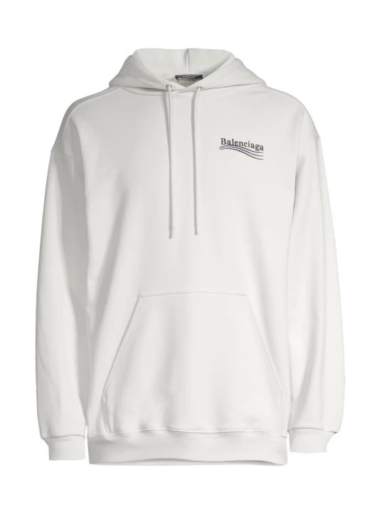 Balenciaga Campaign Logo Cotton Hoodie For Men Dark Grey White - Image 5